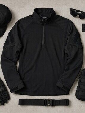 5.11 Tactical Rapid Assault Dual Bicep Pockets Black 1/4zip Shirt. Mens Med.